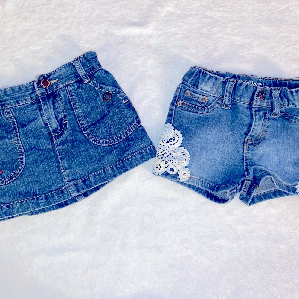 2 Denim Jean shorts/skirt